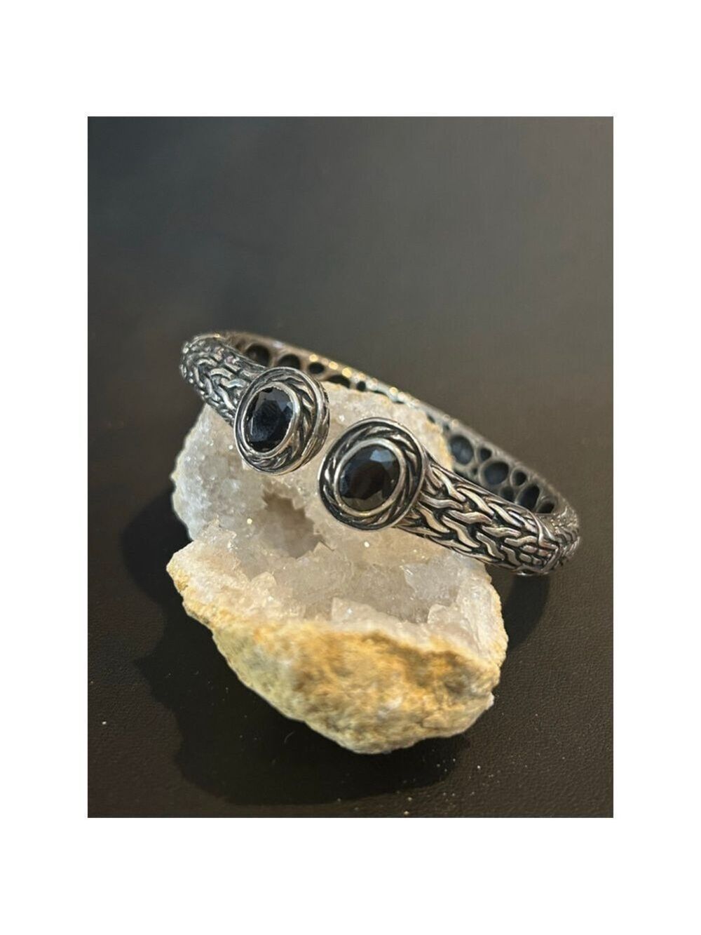 Gorgeous sterling silver Bracelet with dark purple stone Size 6. - Picture 2 of 7
